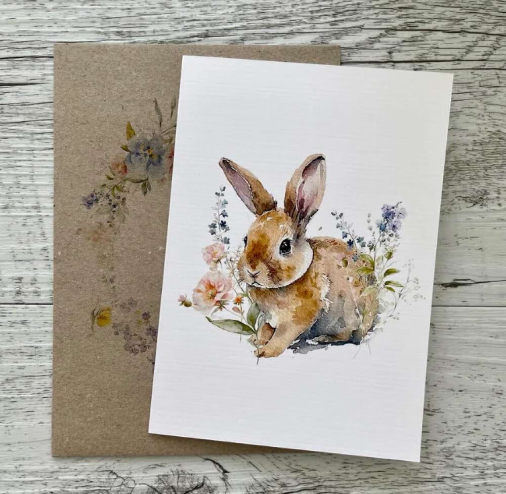 Spring Floral Bunny Card (ss)