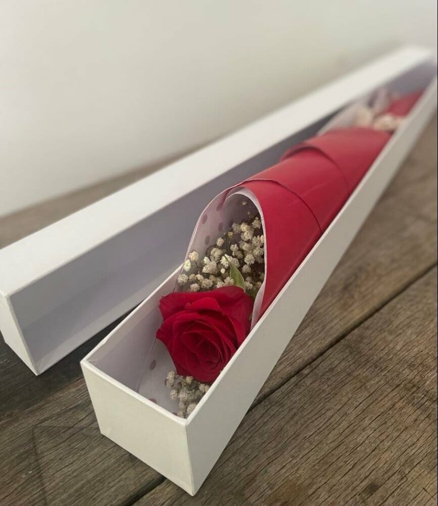 Personalised Single Boxed Red  Rose 