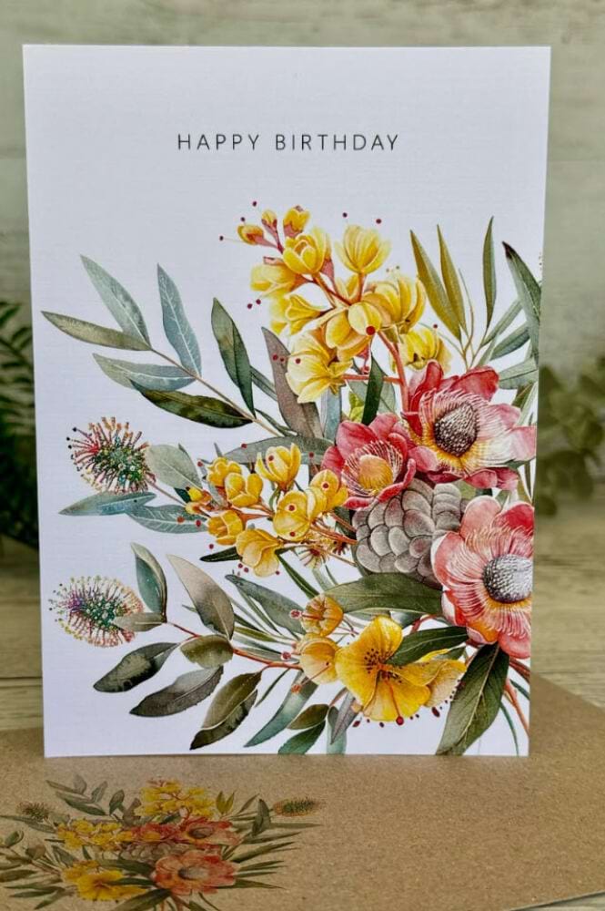 Happy Birthday Card Yellow Flowers (ss)