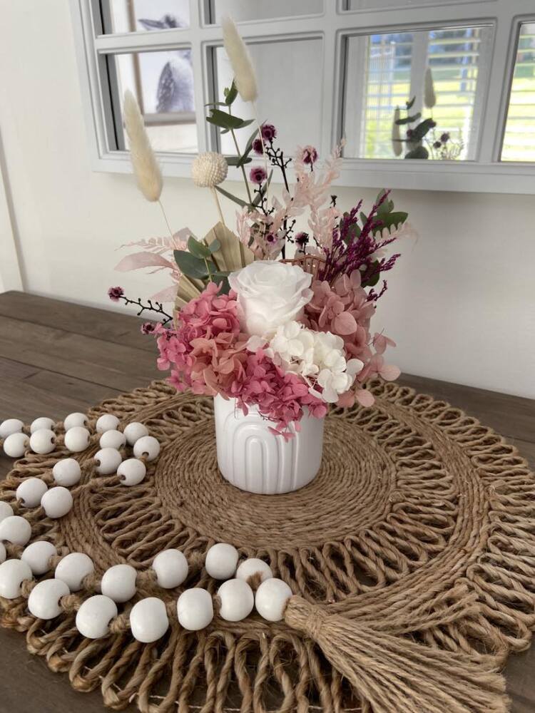 Baby Archer - Pink and White Preserved Rose