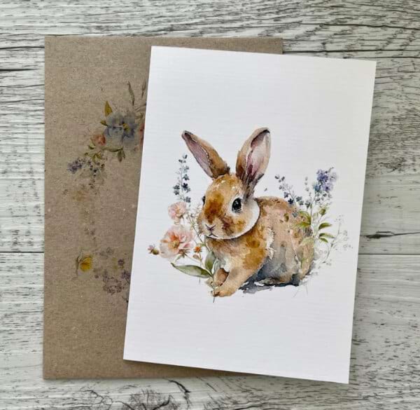Spring Floral Bunny Card (ss)