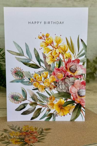 Happy Birthday Card Yellow Flowers (ss)