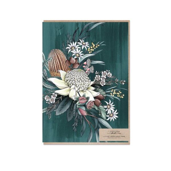 White Waratah Greeting Card 